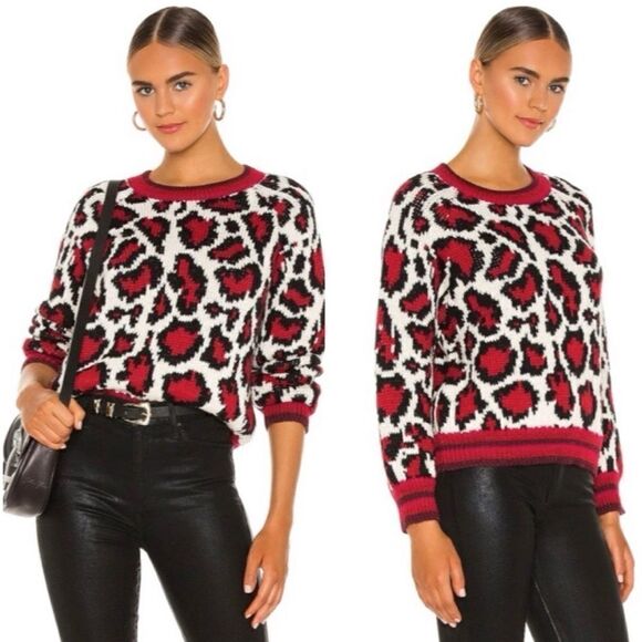 Revolve MOTHER The Boat Square Leopard Cheetah Print Sweater - Picture 1 of 13